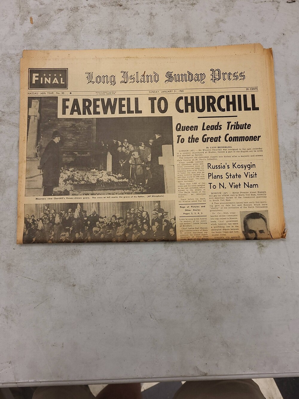 Long Island Sunday Press January 31 1965 Farewell Churchill Section A